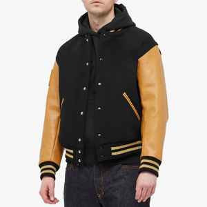 Manteau en cuir pour hommes, col de Baseball, broderie, Bomber, lettre, Logo personnalisé, vente en gros, Oem - Product Image 2