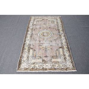 Alfombra de retazos de lana Beige Vintage grande de 3,6x6,4 pies estilo clásico para entrada hecha a mano pila de felpa rectangular para adolescentes - Product Image 1
