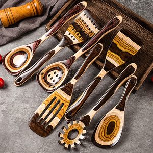 Juego de utensilios de cocina modernos de madera de Pakka marrón, los más vendidos, de alta calidad, con mango largo, diseño personalizado, cucharas de cocina ecológicas, gratis - Product Image 6
