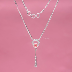 จี้เพชรและพลอยสีชมพูทรงหกเหลี่ยมแบบหยดน้ำ ได้รับการรับรองจาก IGI ทำจากทองคำขาว 18K สร้อยคอจี้หรูหราประดับเพชรและพลอยคุณภาพสูง - Product Image 3