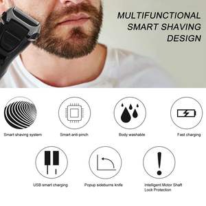 Rasoir Électrique Portable USB Rechargeable pour Hommes, Tondeuse Étanche IPX7 à Double Lame Rotative, Utilisation Faciale Lavable - Product Image 6
