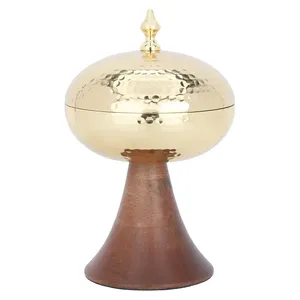 2024 dernière arrivée métal martelé plaqué or bidon couvercle Dates servant fruits secs bidon arabe golfe Style sucre crémier Pots - Product Image 4