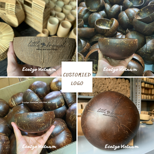 Good Vibes Only Handmade Coconut Shell Bowls Carved Bohemian Design Eco-Friendly Food Serving Stackable Lightweight - Product Image 2