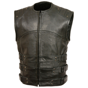 Gilet di pelle all'ingrosso traspirante Outerwear senza maniche Multi tasca da uomo gilet in pelle per la vendita - Product Image 4