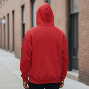 Sweat-shirt à capuche rouge pour homme, logo personnalisé, imprimé effet gouttelettes, coupe décontractée, tissu French Terry, vêtement d'automne - Product Image 5