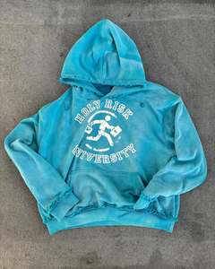 เสื้อมีฮู้ด500บ็อกซี่มีซิปด้านหน้าผ้าเช็ดล้างออกด้วยกรดมีซิปสีไม่ซีดจางทำจากผ้าฝ้าย100% ปรับแต่งแนวสตรีท - Product Image 5