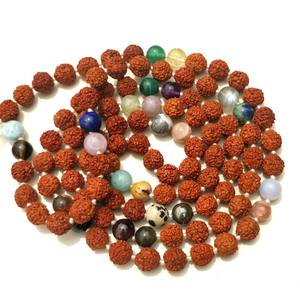 Premium Yoga Jewelry Rudraksha Natural 8 mm 108 Knotted Mala Prayer Bead Handmade Indian Artist Beaded <b>Necklace</b> - Product Image 6