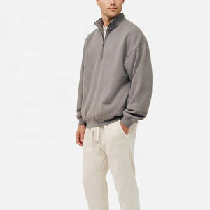 Sudadera de alta calidad personalizada, cómoda, con media cremallera, para hombre, talla grande, informal, de invierno, de forro polar, 100% algodón, bordada - Product Image 2