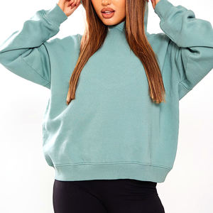 Sweat-shirts à capuche pour femmes en tissu molletonné délavé à l'acide - Logo personnalisable sur le devant, style streetwear surdimensionné, polyester/coton, hiver - Product Image 1