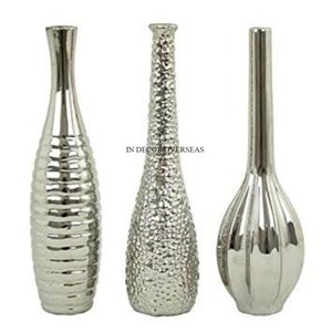 Textura martillada Acabado de color plateado Brillante pulido con flores chapadas en oro Diseñador Heavy Duty Metal Flower Vase Supplies - Product Image 6