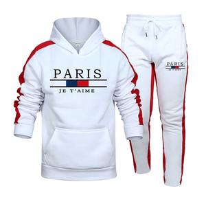 Ensemble de survêtement pour hommes vêtements de sport Offre Spéciale une pièce pantalon noir à capuche mode hommes deux pièces extérieur confortable jogging décontracté - Product Image 4