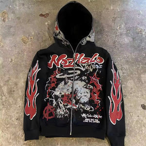 Sudadera con capucha de algodón puro con logotipo personalizado de estampado en caliente de cuerpo completo de alta calidad Sudadera con capucha de peso pesado totalmente personalizada para hombres - Product Image 3