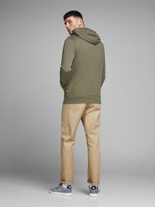 Sweat-shirt à capuche zippé vert olive pour homme, coupe classique, en molleton de coton, décontracté, pour l'automne - Product Image 2