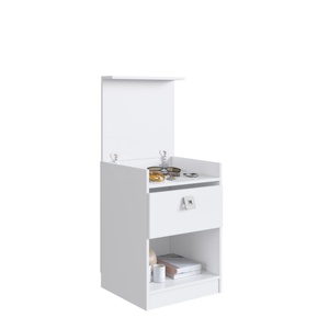 Table de chevet moderne LOCK à 1 tiroir, mobilier de chambre à coucher, bois blanc, design brésilien, montage facile - Product Image 1