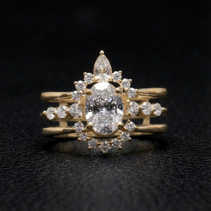 Bague solitaire en or blanc 14 carats avec diamant de laboratoire de taille ovale et ronde pour femmes, bijoux en diamant fin, clarté VS - Product Image 5