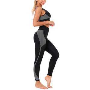 Leggings taille haute respirants soutien-gorge personnalisé haut Yoga Gym Wear 2 pièces ensemble pantalon - Product Image 2