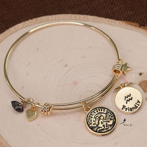 Bracelet d'astrologie rempli d'or 18K, cristal naturel, pierre d'anniversaire, Bracelet d'astrologie du zodiaque, Bracelet de signe astrologique - Product Image 4
