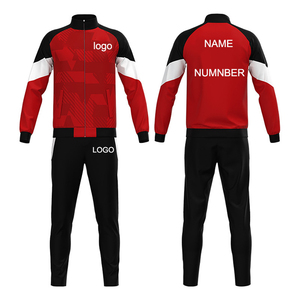 Survêtement d'entraînement en équipe de football personnalisé brodé par sublimation avec col imprimé et fermeture éclair complète Survêtements de football pour hommes et jeunes - Product Image 1