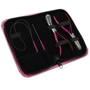 Kit d'outils professionnels en acier inoxydable pour extensions de cheveux, pinces pour perles (4 pièces), micro-anneaux (couleur personnalisée), usage commercial - Product Image 1