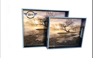 Juego de bandejas de madera esmaltadas de 3 piezas inspiradas en la naturaleza, bandejas de mesa de centro de reventa para servir de cocina casera única con diseño de pegatinas de esmalte - Product Image 6