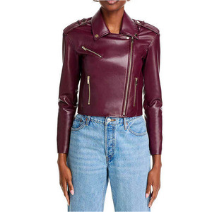 Chaqueta de Motociclista de Cuero Genuino para Mujer al por Mayor OEM, Ropa de Calle para Mujer, Decoración de Piel con Letras, Prenda Exterior con Cuello para Motocicletas - Product Image 6