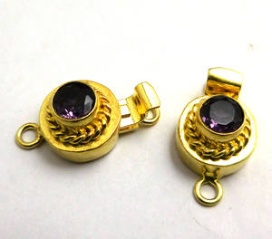 Fermoir de boîte en améthyste plaqué or 18 carats 21X12MM Fermoir de fabrication de bijoux B622 1 brin 2 brins 3 brins pour composants - Product Image 2