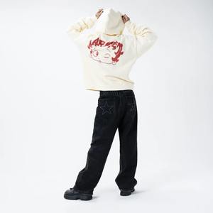 Sudadera con capucha gráfica de colores personalizados de primera calidad, Jersey Unisex con estampado de dibujos animados, 100% de algodón, bolsillo frontal informal de canguro, Invierno OEM ODM - Product Image 3