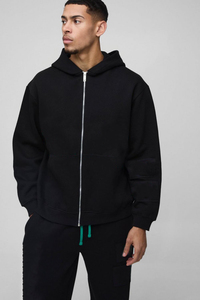 Survêtement 2025 de haute qualité 100% coton, pantalon uni et sweat à capuche zippé, vêtements décontractés, survêtement d'hiver pour hommes - Product Image 6