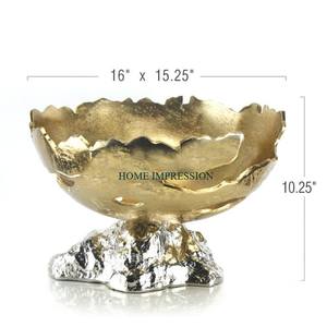 Cuenco de Metal de Color dorado y plateado hecho a mano, decoración sostenible para el hogar, accesorios de mesa, vajilla de aluminio multiusos - Product Image 1