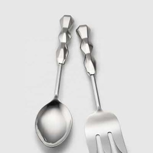 Cuillère et fourchette de conception Simple de service en métal de qualité supérieure avec un long manche en acier inoxydable cuillère et fourchette en argent ensemble d'ustensiles de service - Product Image 2