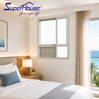Fenêtre coulissante pour hôtel PTAC approuvée par le comté de Miami-Dade avec persienne en aluminium résistante aux ouragans certifiée NOA