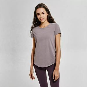 2022 mujeres algodón secado rápido gimnasio Yoga Camisetas cuello redondo manga corta al por mayor - Product Image 2