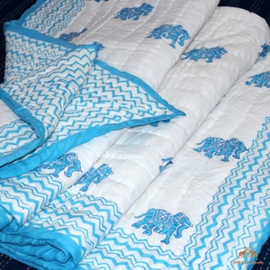 Indian Hand Made Jaipuri Razai 100% Pure Cotton Eco Friendly Hand Stitched <b>Bedspread</b> Hand Block Print Throw - Product Image 2