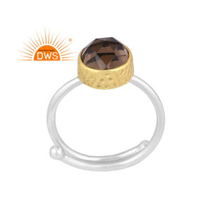 Anillo apilable de piedras preciosas de cuarzo ahumado Natural de plata de ley fina de última tendencia, joyería personalizada para mujer, regalo para ella - Product Image 1