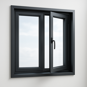 Energy-Efficient 2-<b>Sash</b> Aluminum Casement <b>Window</b> with LowE Double Glass and Decorative Bar Inside for Staircase Plastic <b>Frame</b> - Product Image 1