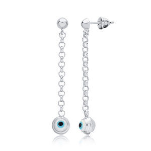 Turkish Eye Design <b>Long</b> <b>Earrings</b> Wholesale Turkish Handmade 925 <b>Silver</b> Sterling for Ladies Jewelry - Product Image 2