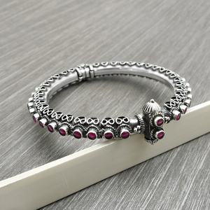 Regalo de cumpleaños para mujer, Plata de Ley 925 oxidada, piedras preciosas de rubí Natural, brazalete clásico étnico, proveedor de joyería hecha a mano India - Product Image 4