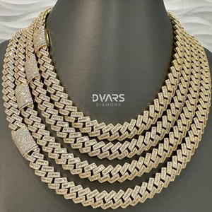 Chaîne cubaine en diamant moissanite glacé VVS de 12 mm, argent 925, coupe brillante, luxe, plaqué or 18 carats, collier hip hop Miami, cadeau - Product Image 1