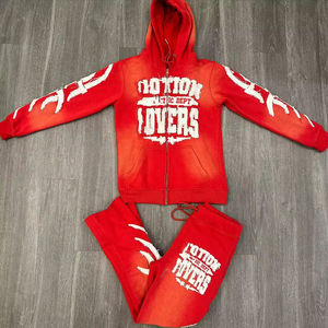 Sun Faded Acid Wash Jogger Distress Bordar Chándal Ropa deportiva para hombres Jogging Fitness Wear Ejercicio Sun Faded Distress Sets - Product Image 4