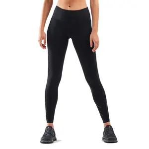 Wholesale Custom Design 100% Cotton Black Colour Seamless Breathable Yoga Leggings Women Mid Waist Compression Tights