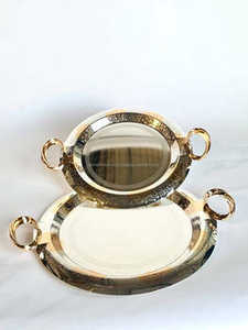 Plateau de service moderne en métal et marbre avec bordure enduite noire pour le service de restauration rapide d'hôtel et de restaurant - Product Image 4