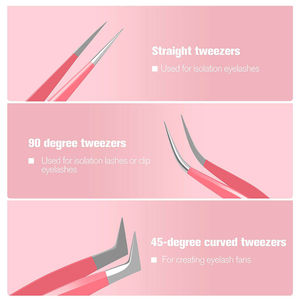 Pinces à cils en acier inoxydable antistatiques et antimagnétiques Premium Kaamir Instruments KI-LT-2402, pointe lisse, longueur 10 mm pour les cils - Product Image 3