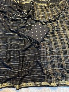 Sari en viscose pure pour femmes avec un design pallu, chemisier en viscose dola assorti et sari décontracté pour les fêtes, fabriqué en Inde - Product Image 6