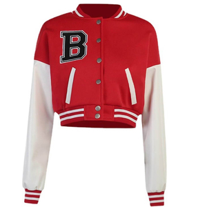 Chaqueta corta universitaria para mujer, parches de chenilla personalizados en blanco, chaquetas con bordado Varsity Letterman, chaqueta Varsity Vintage en blanco para mujer - Product Image 1