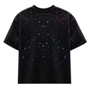 2026 New Arrival Personalized Rhinestone T <b>shirts</b> Solid <b>Black</b> Color T <b>shirts</b> Custom Brand Logo Rhinestone T <b>Shirts</b> for <b>Men</b> - Product Image 1