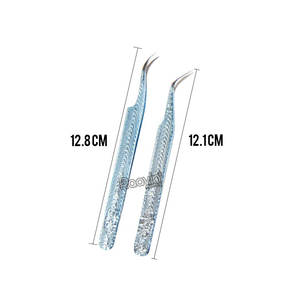 แหนบต่อขนตาสแตนเลสสีทองแหนบปลายสายไฟเบอร์ - Product Image 4