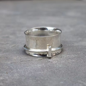 925 Sterling Silver Spinner <b>Ring</b> Handmade Meditation Fidget Band Anxiety Relief Cross Design Jewelry <b>Mothers</b> <b>Day</b> Gift Wholesale - Product Image 2