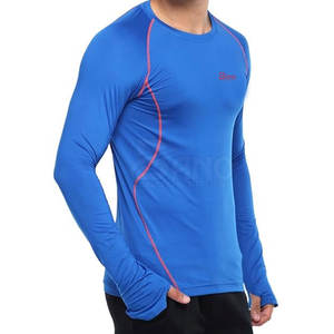 Camisas de fitness más vendidas para adultos Camisas de fitness de punto de moda Patrón sólido Manga larga Hecho de algodón/fibra de bambú - Product Image 2
