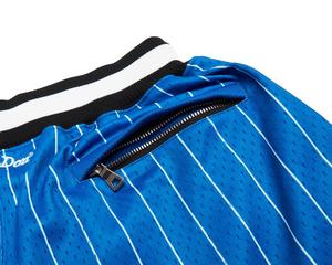 Alta calidad azul y blanco rayas cordón cremallera bolsillos malla transpirable baloncesto Pantalones deportivos pantalones cortos DDP envío - Product Image 5