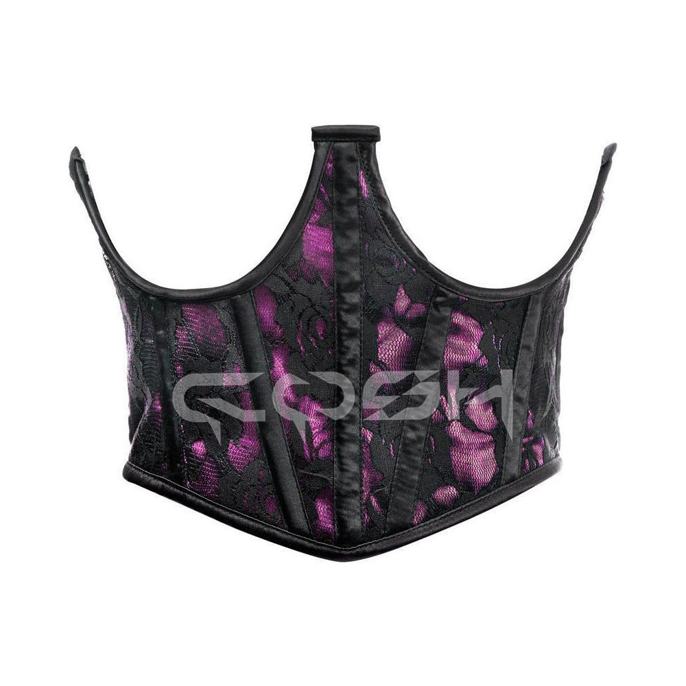 ผ้าซาตินสีแดงม่วงพร้อมตาข่ายสีดำ